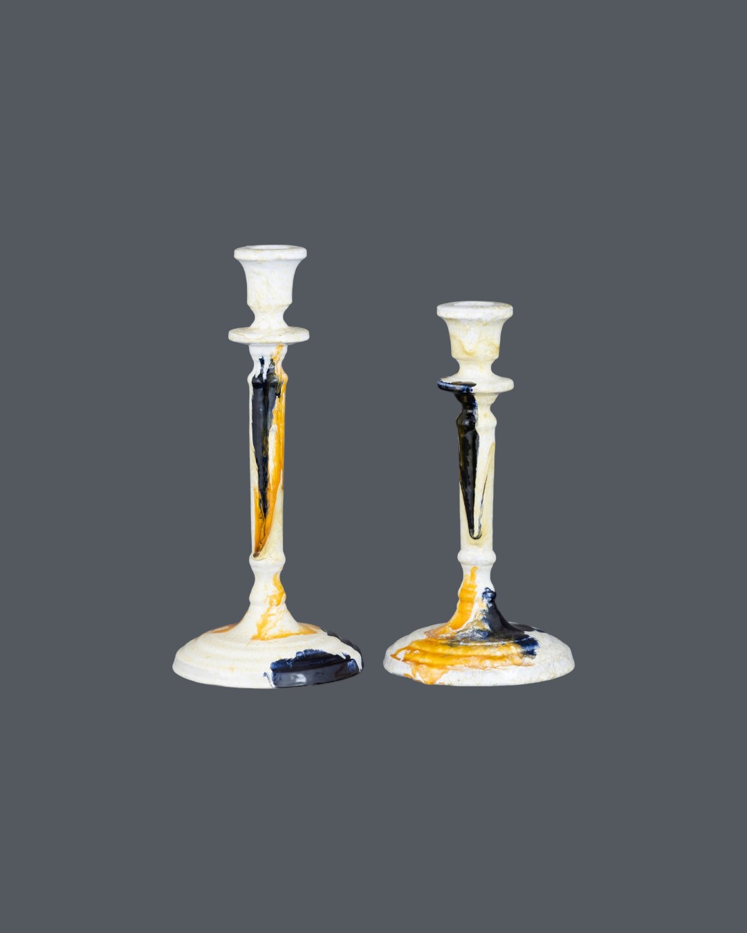 Molten Amber Abstract Splatter Stands