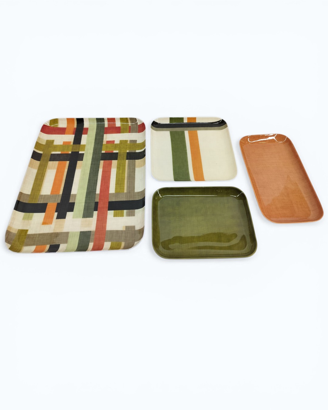 Mid-Century Mod Multicolored Tray Set