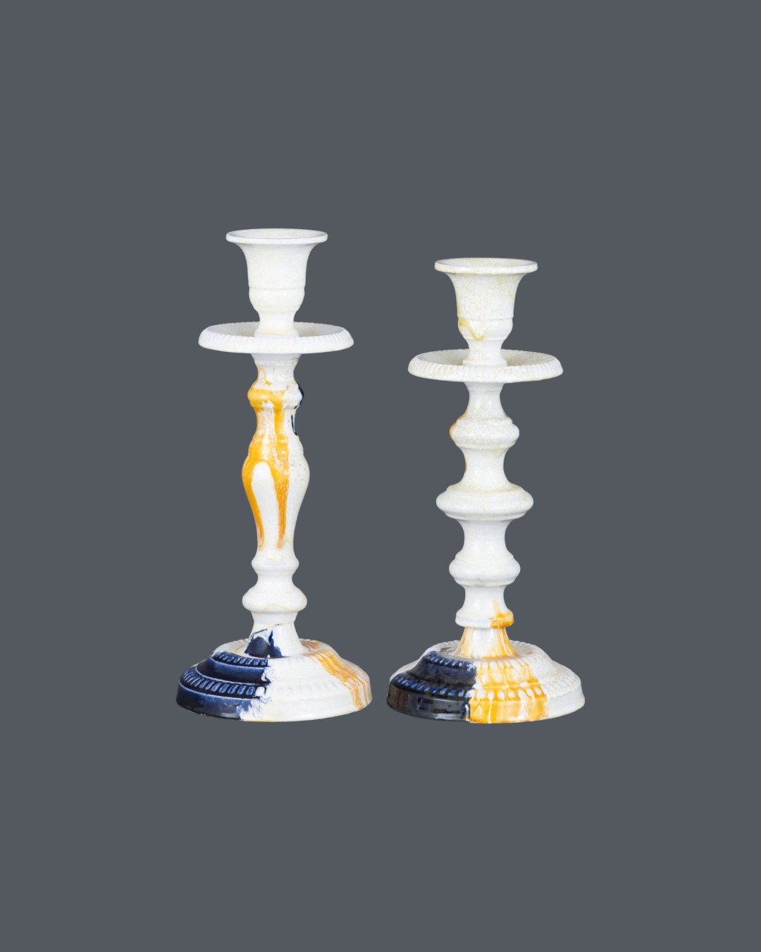 Molten Amber Ribbed Pedestal Stand