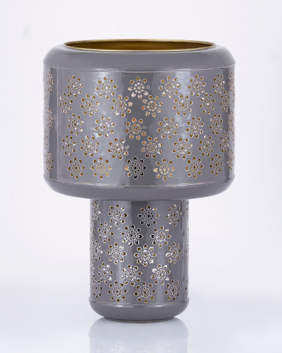 Floral Cluster Cutwork  Lamp – Grey
