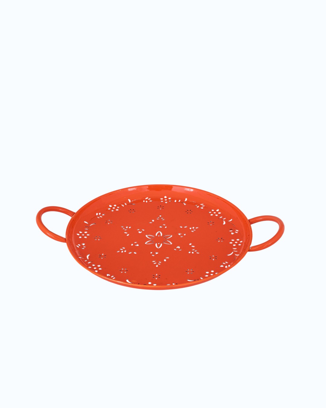 Vibrant Orange Perforated Floral Tray