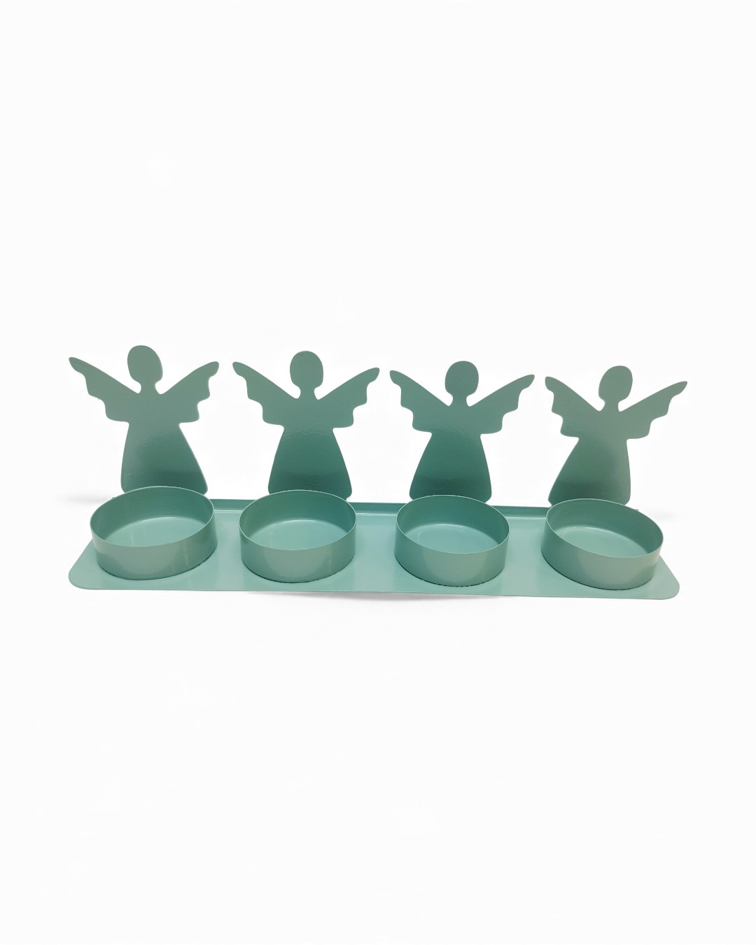 Heavenly Glow Four-Angel Candle Tray in Dove Green