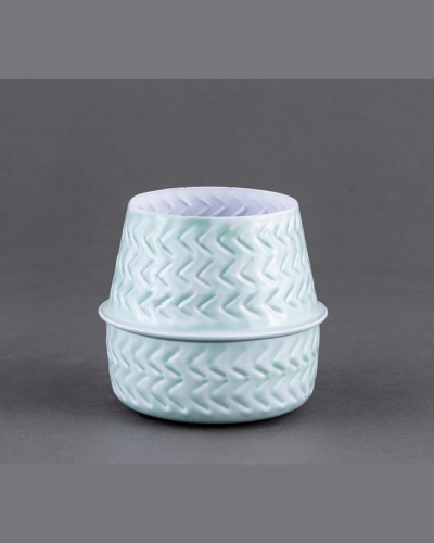 Mint Chevron Ceramic Pot