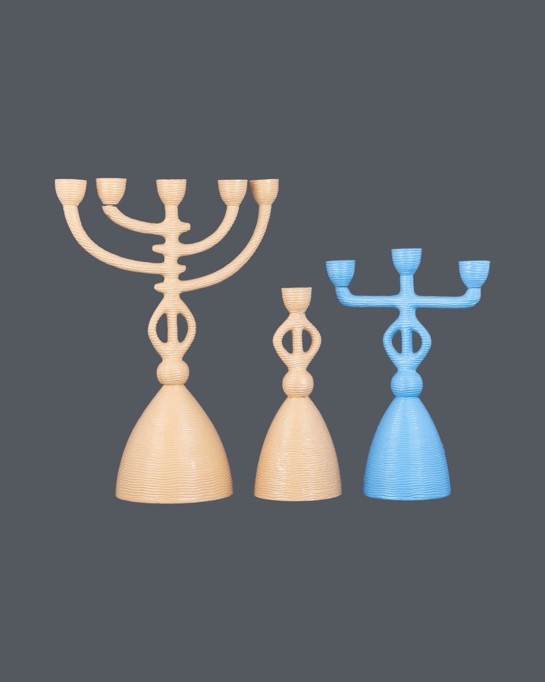 Elegant Modern Sculptural Candle Stand Set