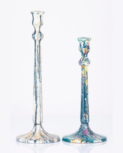 Distressed Tapered Candlestick Pair