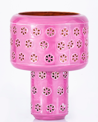 Pink Floral Cutwork Table Lamp
