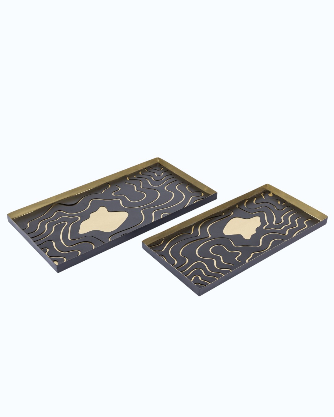 Luxury Inlaid Gold and Black Trays