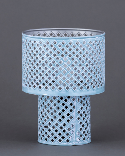 Powder Blue Lattice Cutwork Lamp