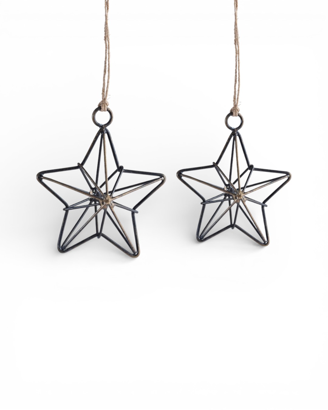 Rustic Geometric Brass Star Ornaments