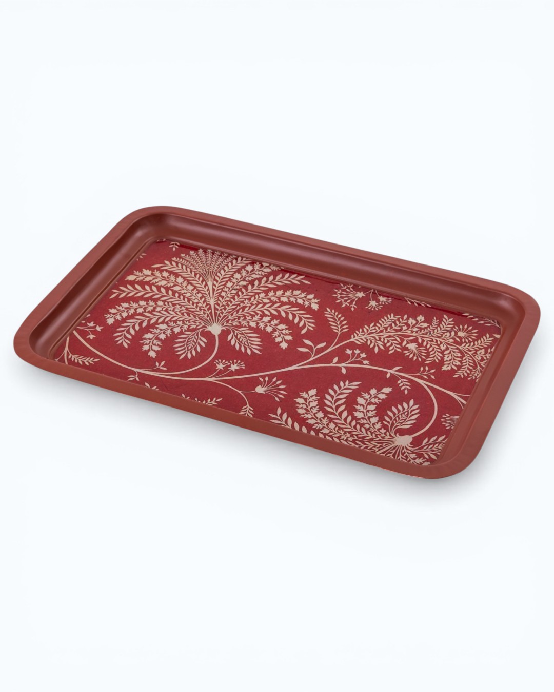 Crimson Fern Motif Serving Tray