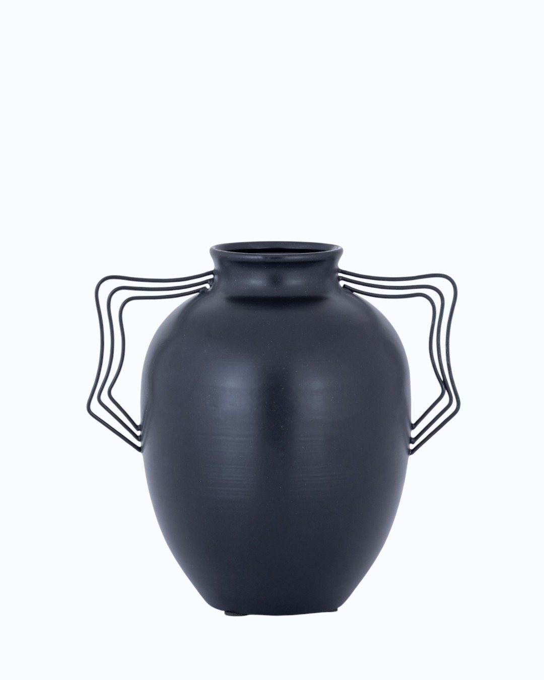 Sleek Matte Black Geometric Handle Planter