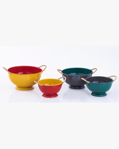 Multicolor Handled Bowl Set (Set of 4)