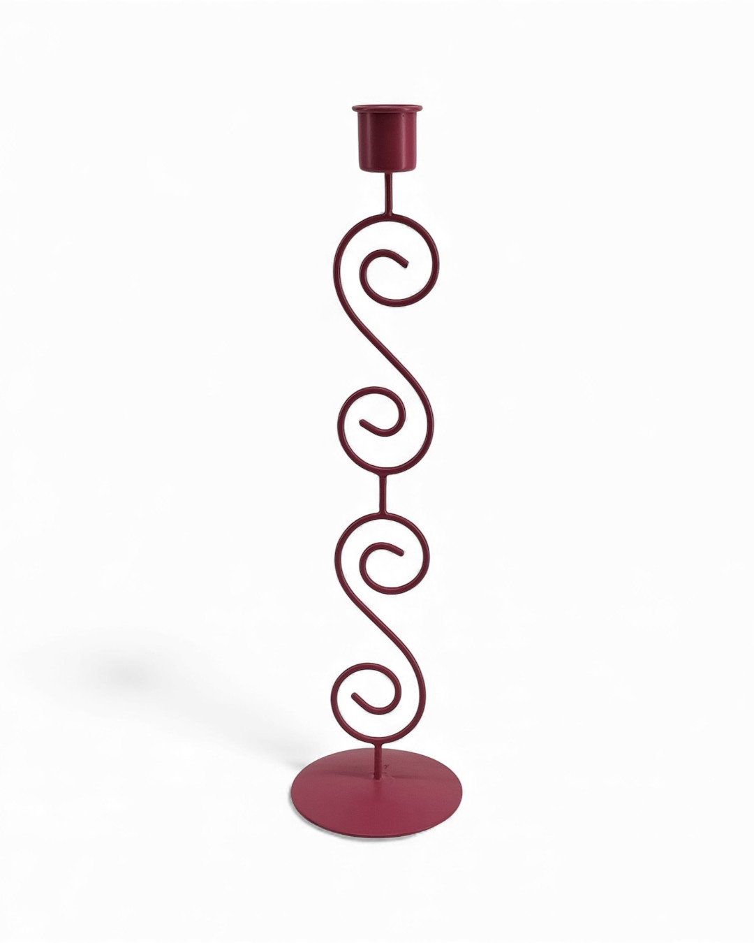 Joyful Scrolls Taper Candlestick - Tall Magenta
