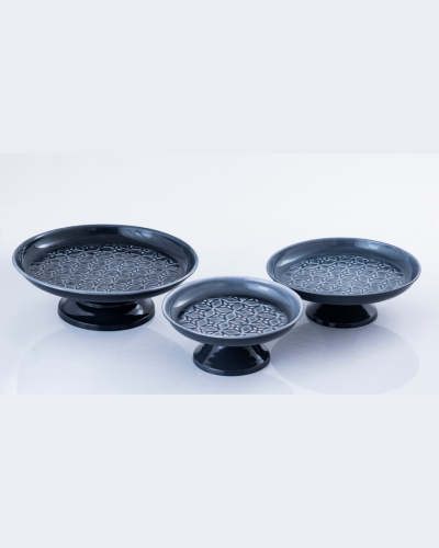 Modern Charcoal Grey Ceramic Cake Stand Set – 3 Pieces