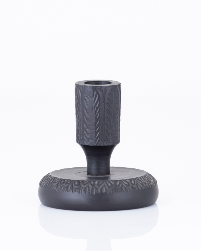 Decorative Carved Black Candle Holder