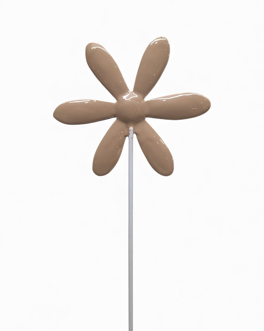 Glossy Soft Pink Flower Stake, Six-Petal Design