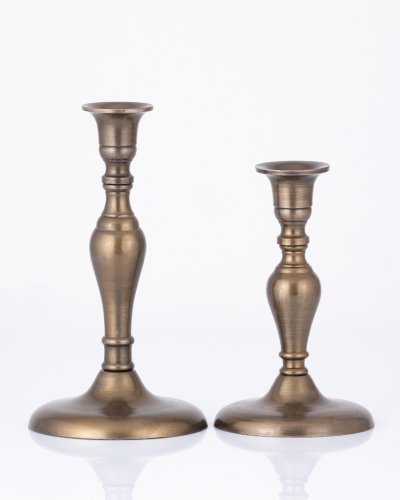 Vintage Bronze Candlestick Pair