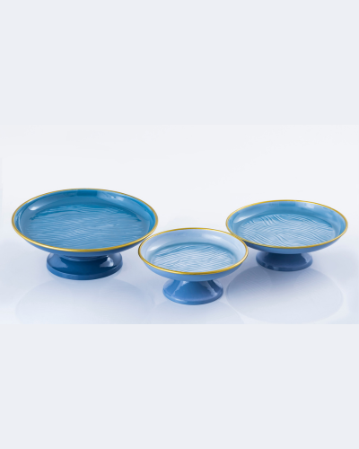 Blue Cake Plates with Gold Rim)