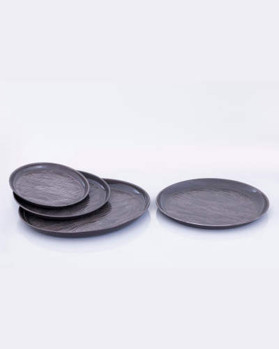Charcoal Grey Textured Plate Set