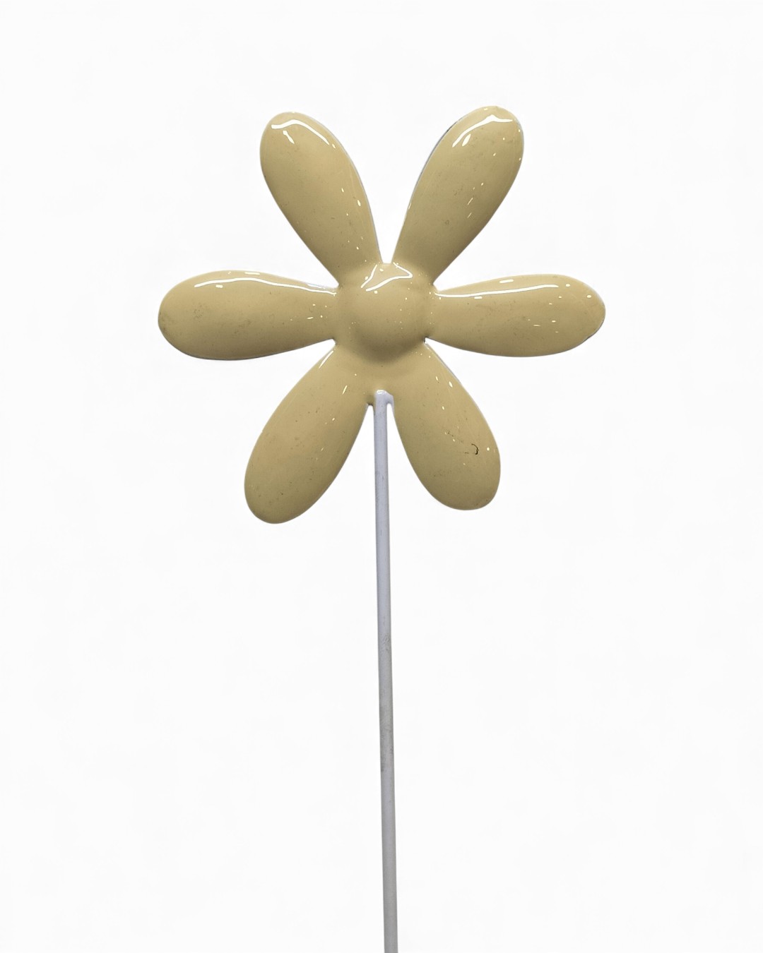 Glossy Taupe Flower Stake, Six-Petal Design