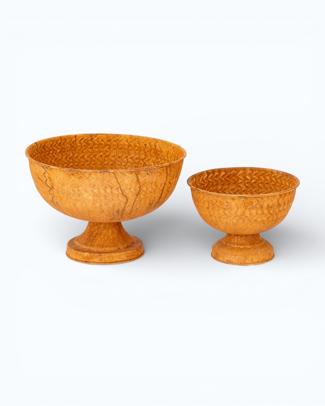 Woven-Texture Pedestal Bowl Duo