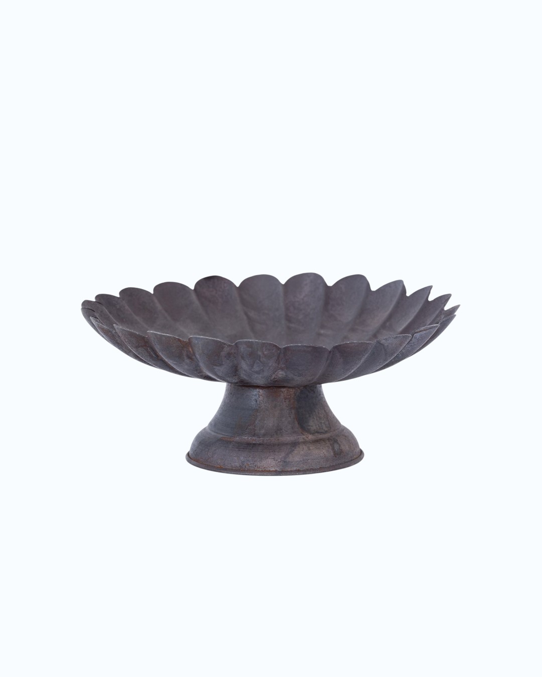 Scalloped Edge Antique Metal Cake Plate