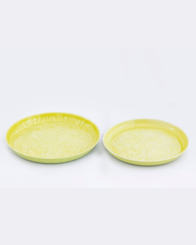Sunny Yellow Floral Motif Plates