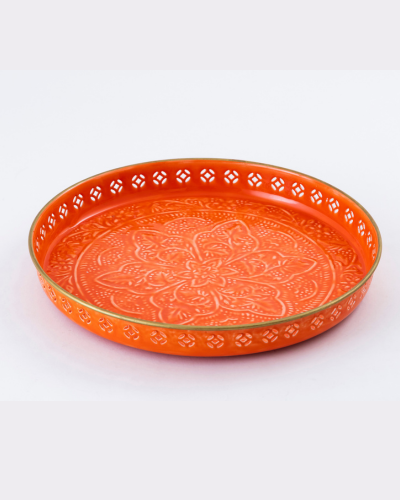 Orange Floral Cutwork Tray