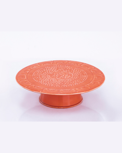 Vibrant Orange Mandala Cake Stand