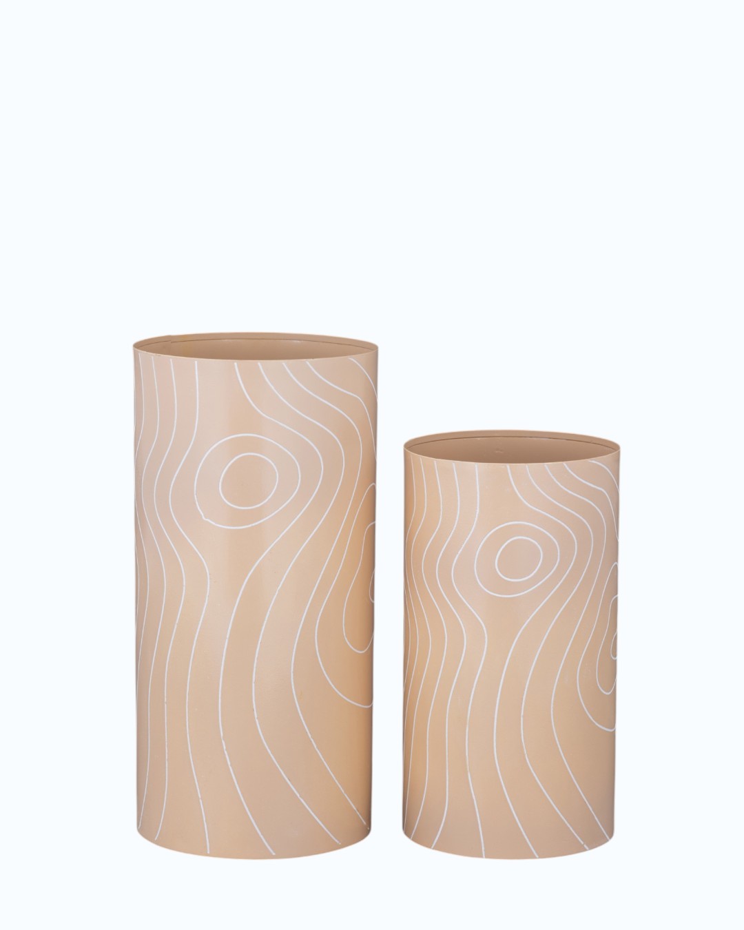 Modern Topographic Print Metal Vases