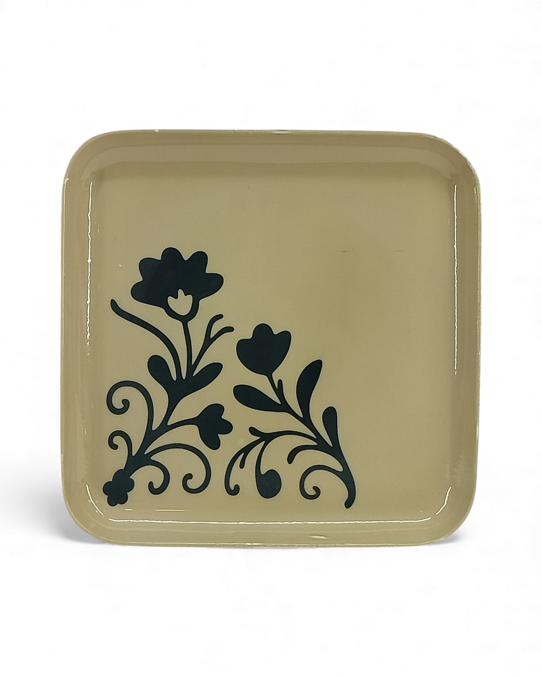 Scrollwork Chalk Greige Corner Square Tray