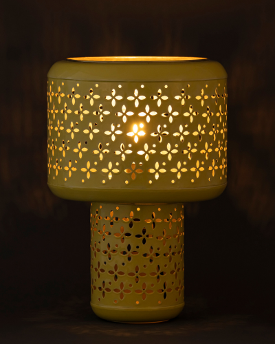 Bright Floral Cutwork Lamp – Pastel Yellow