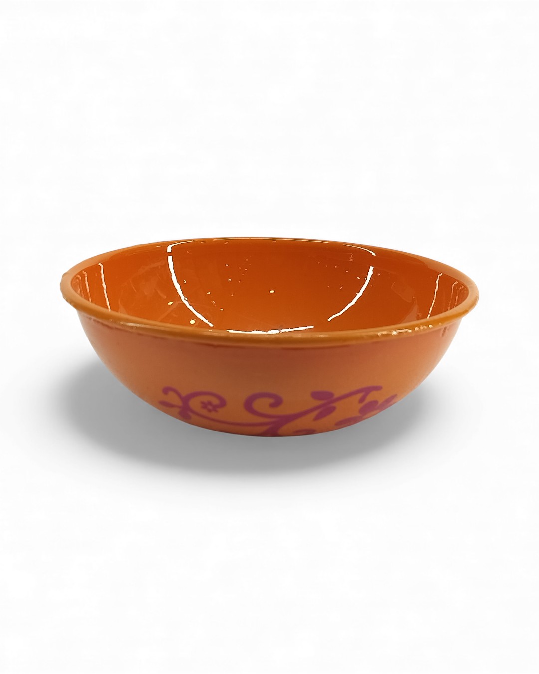 Joyful Scrolls Low Bowl - High-Gloss Orange