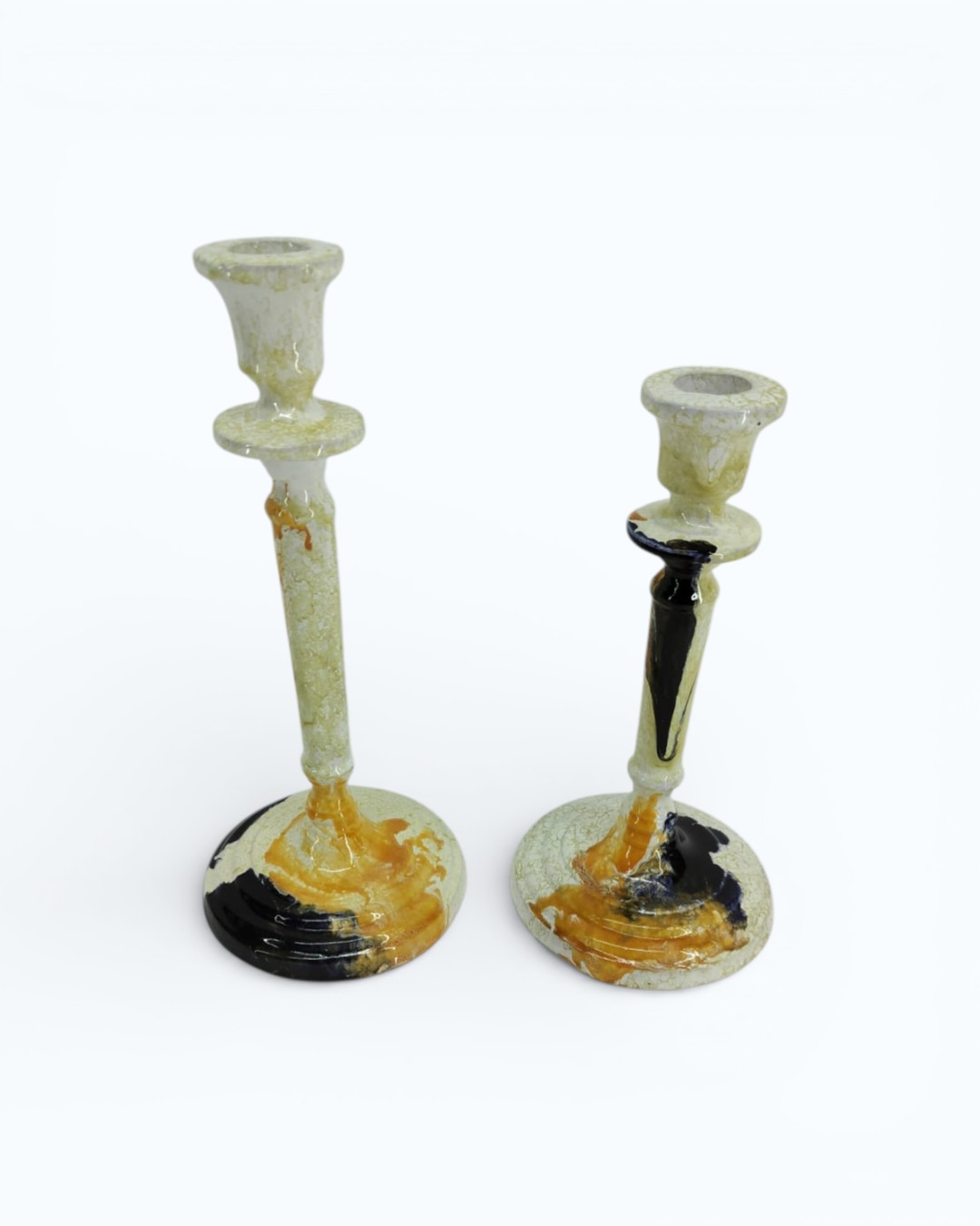 Molten Amber Abstract Splatter Stands