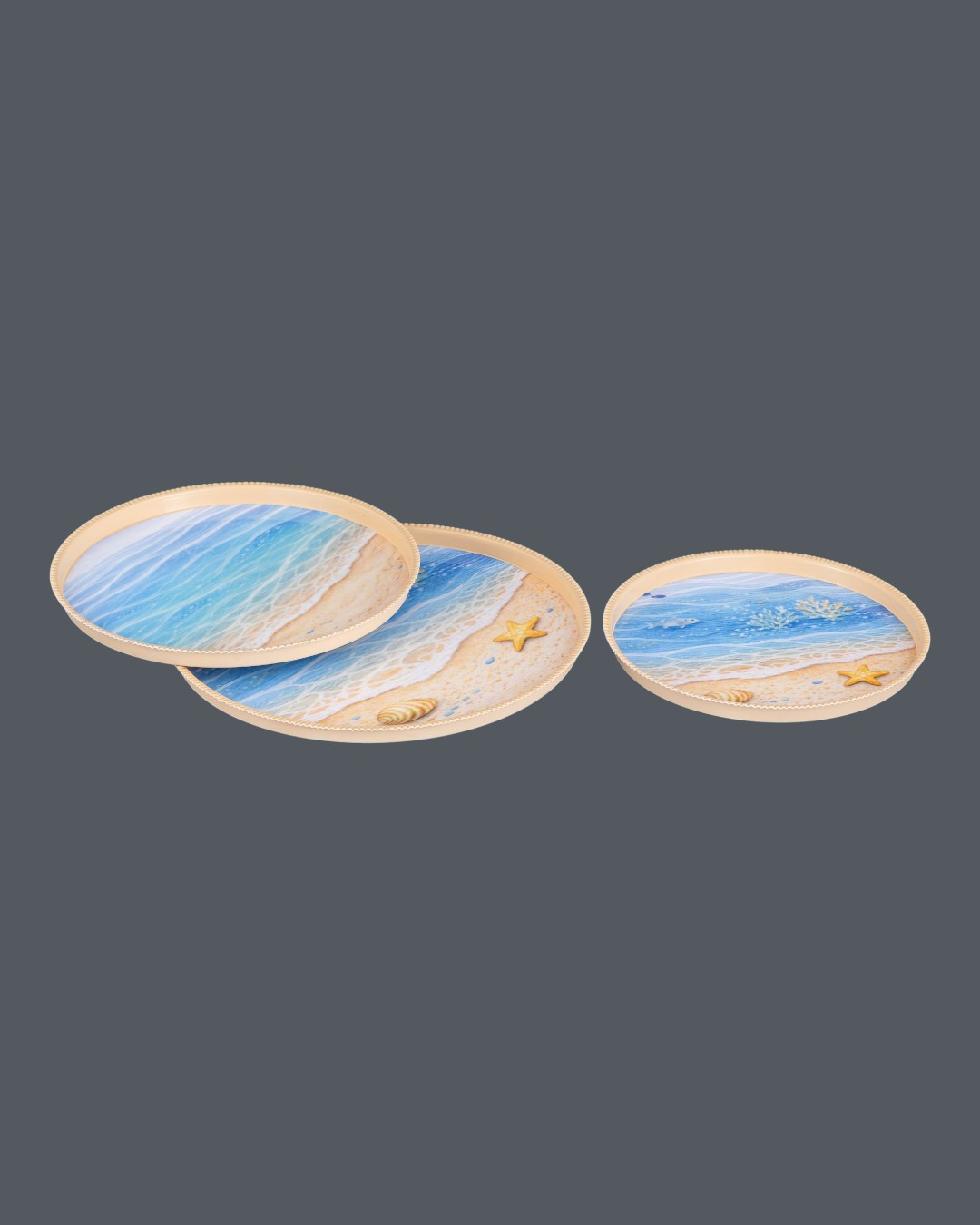 Serene Shores Coastal Life Illustration (Set of 3)