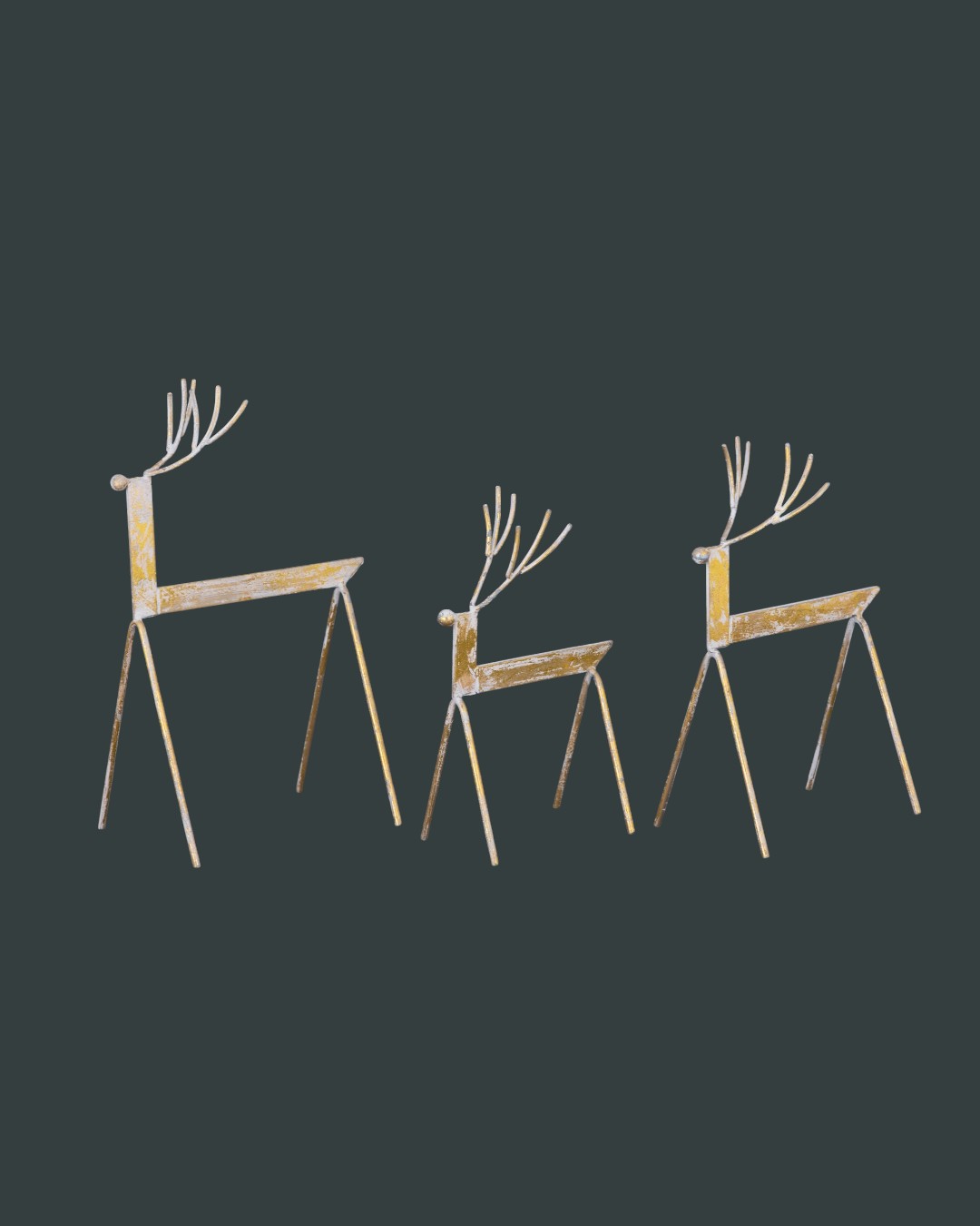 Rustic Gold & Grey Reindeer