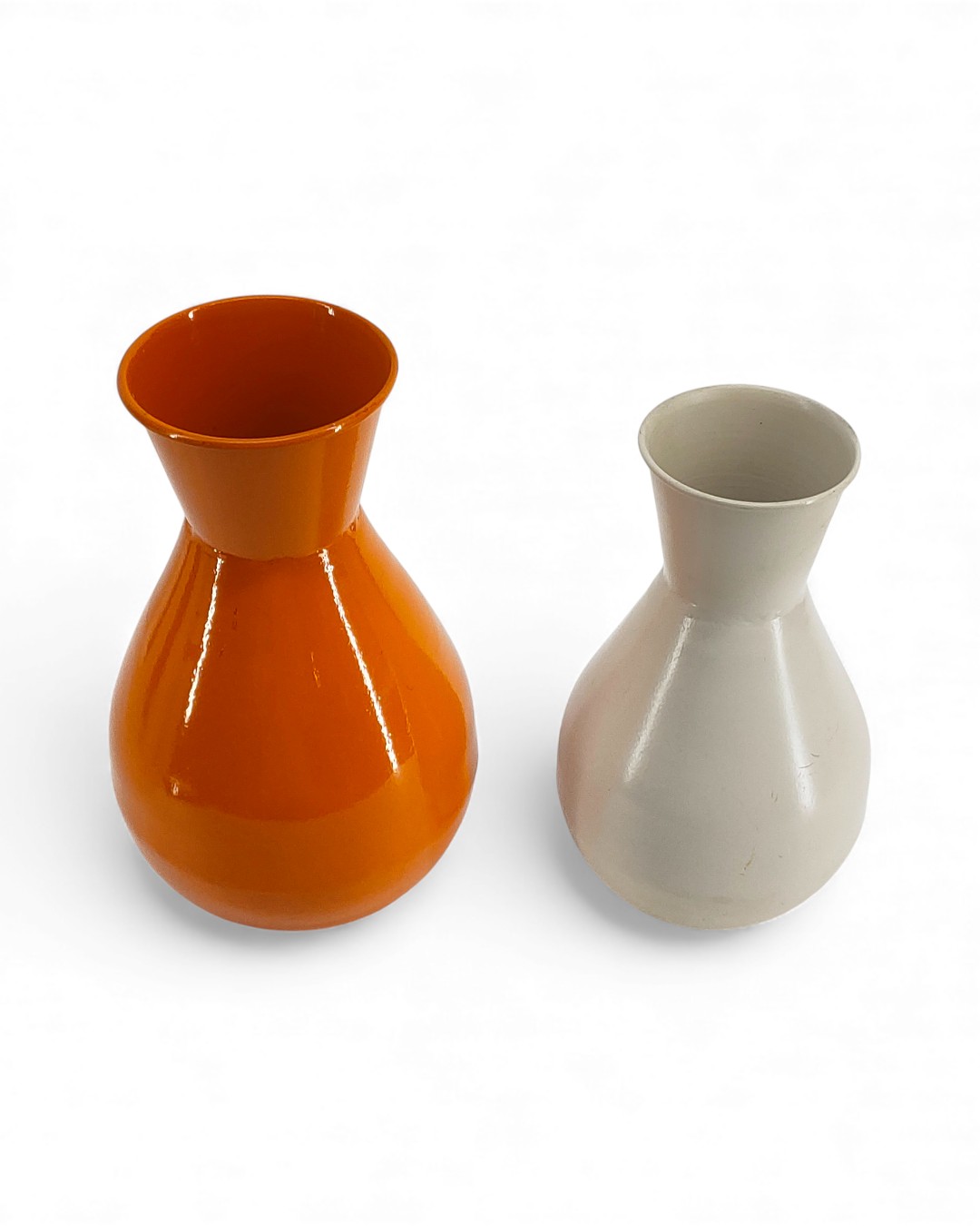 Set of 2 Contemporary Glazed Drop Scroll Vases