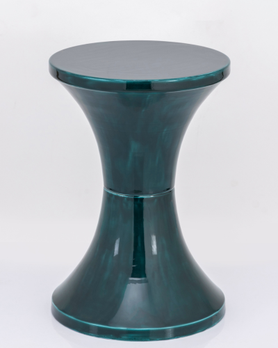 Modern Hourglass Accent Stool – Emerald Finish