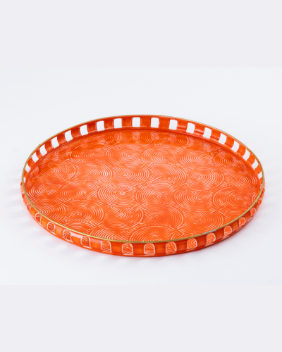 Large Round Orange Swirl Tray