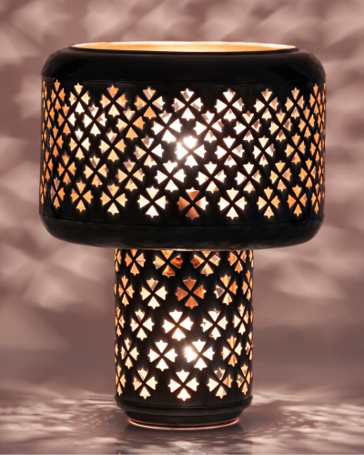 Teal Cross-Cut Table Lamp