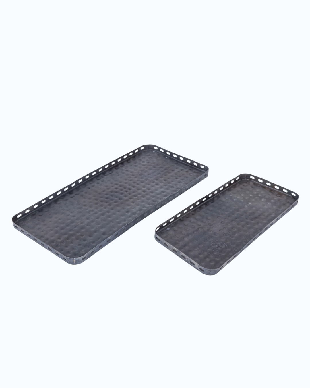Industrial Hammered Metal Rectangular Trays