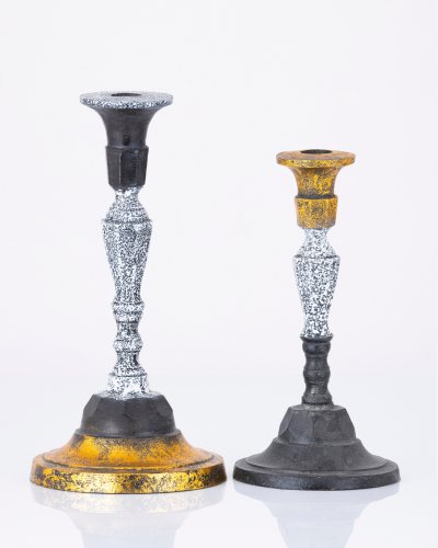 Two-Toned Textured Candlestick Pair