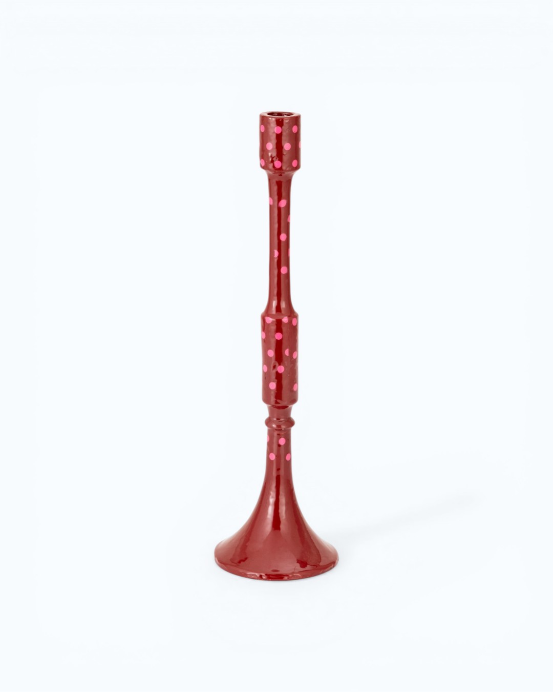Playful Dots Magenta Tall Candlestick