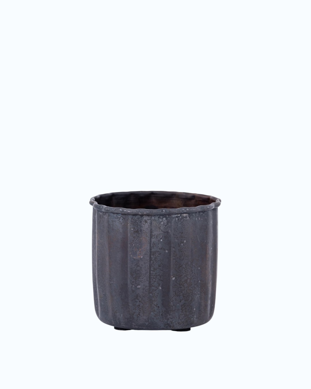 Old Hot Iron Wide Fluted Industrial Metal Planter