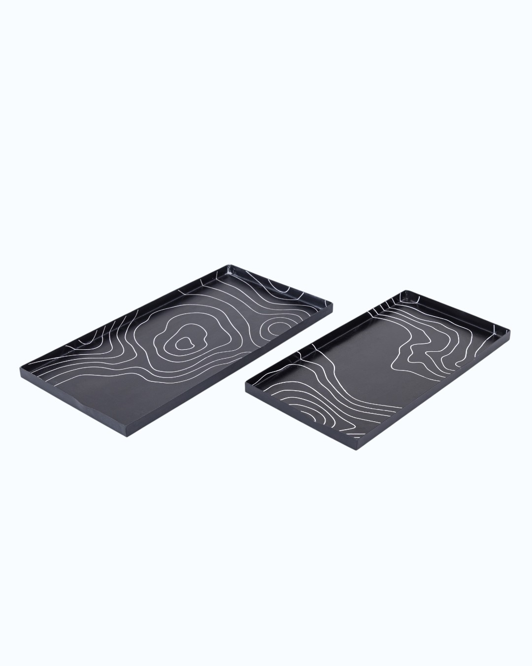 Minimalist Black Map Pattern Serving Trays