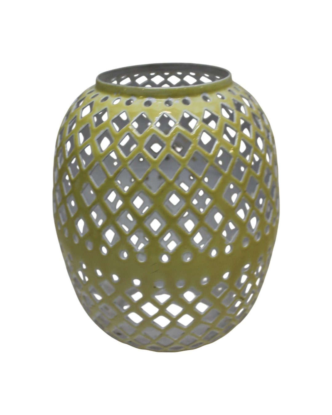 Vibrant Chartreuse Geometric Diamond Lantern