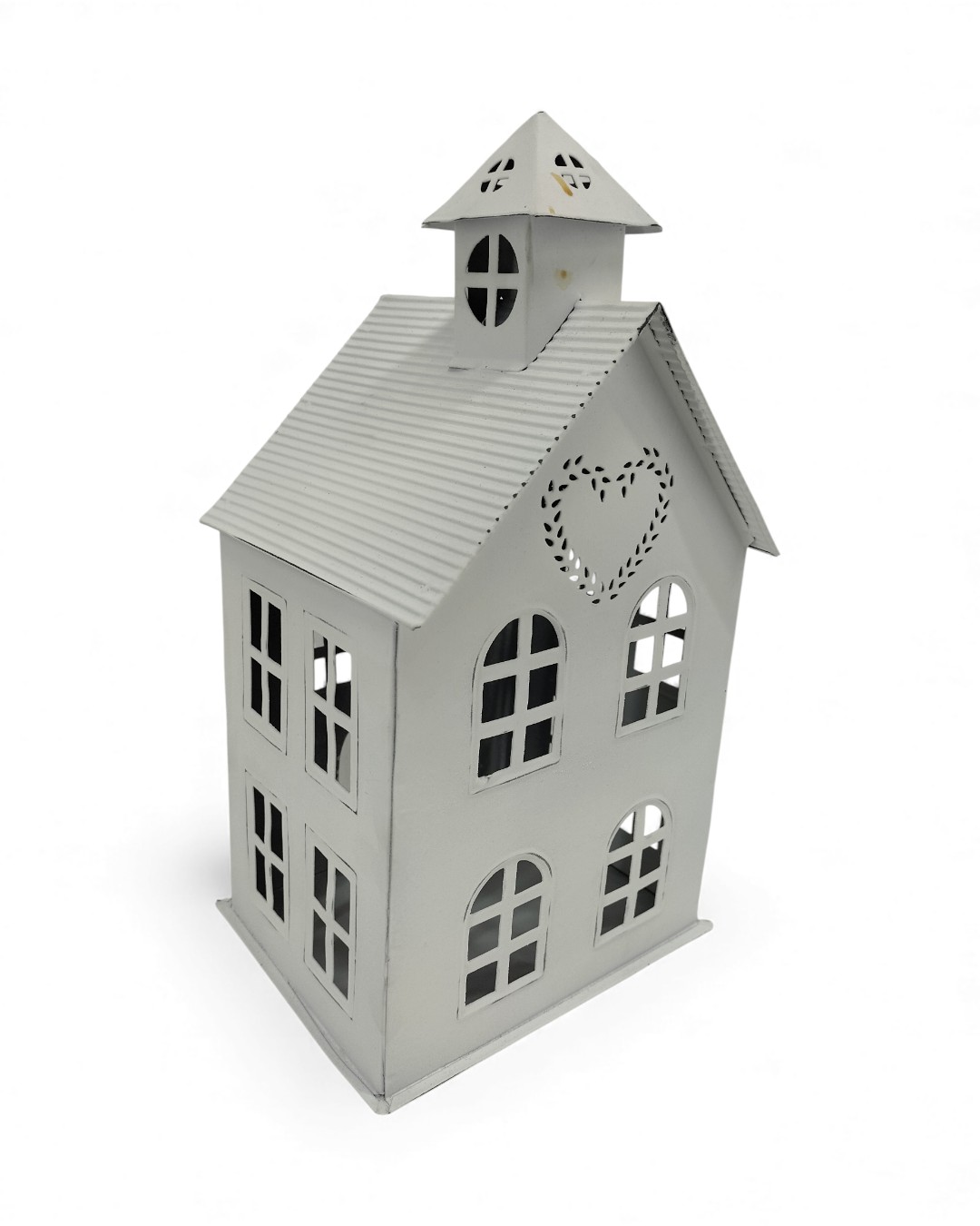 Decorative Iron House Lantern – White