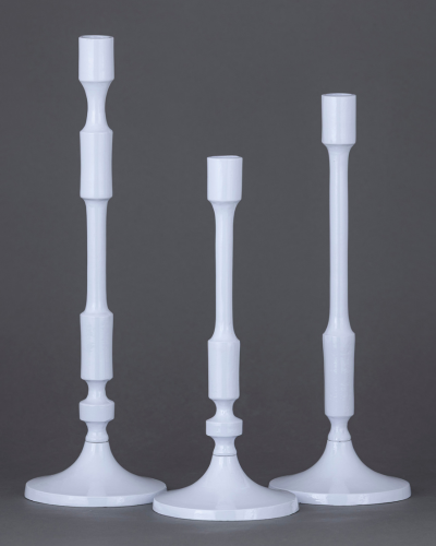 Modern White Candlestick Set with Flared Bases