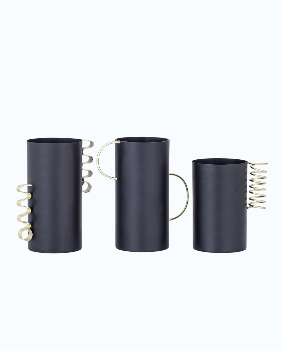 Geometric Brass Handle Vase Trio