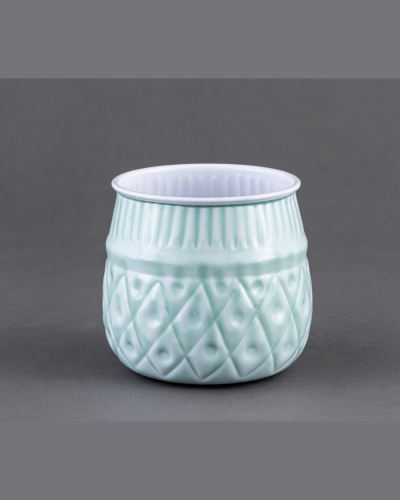 Mint Diamond Textured Ceramic Pot